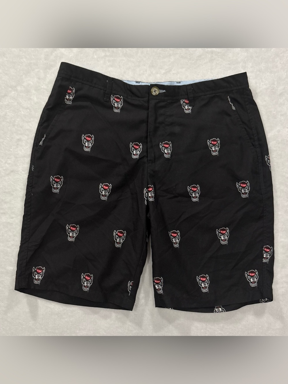 Ovation NCAA NC State Wolfpack Logo Print Black Shorts Men’s Size 34